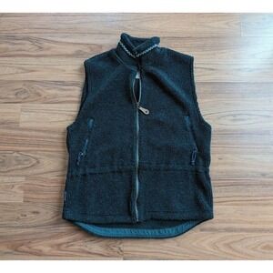 Vintage 90s Columbia Women's Sherpa Vest, Large, Forest Green Aztec Trim